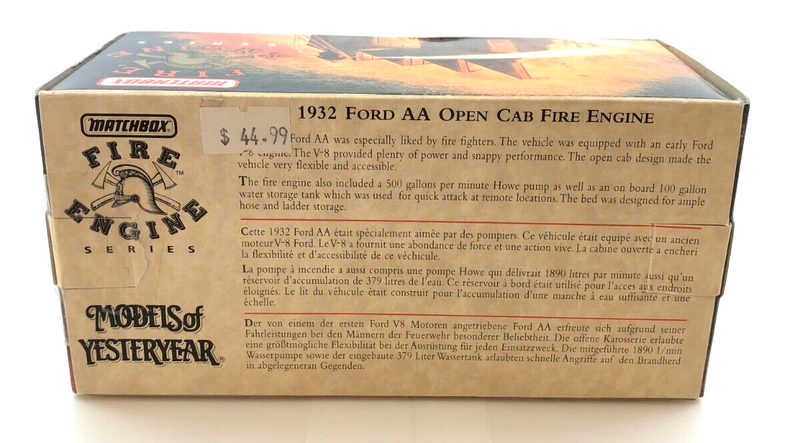 1932 Ford AA Open Cab Fire Engine Matchbox Models of Yesteryear YFE09