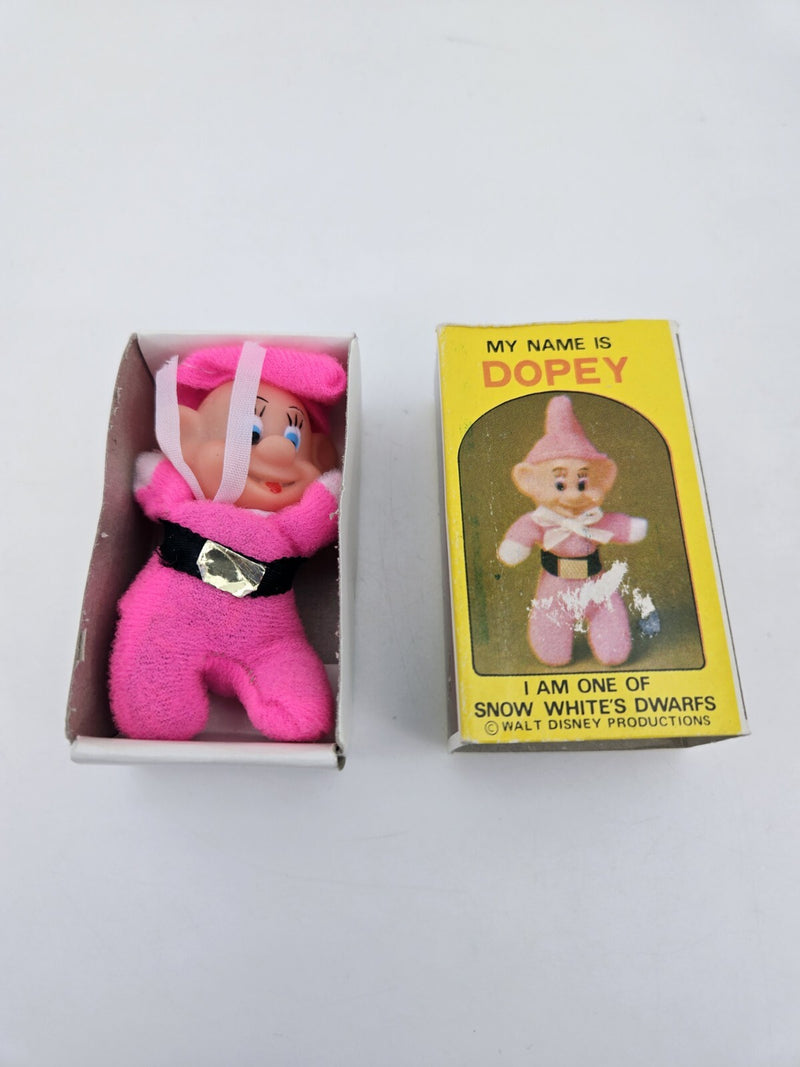 Vintage William Bean WALT DISNEY DOPEY Mini Matchbox Beanie Toy Doll Box 1974