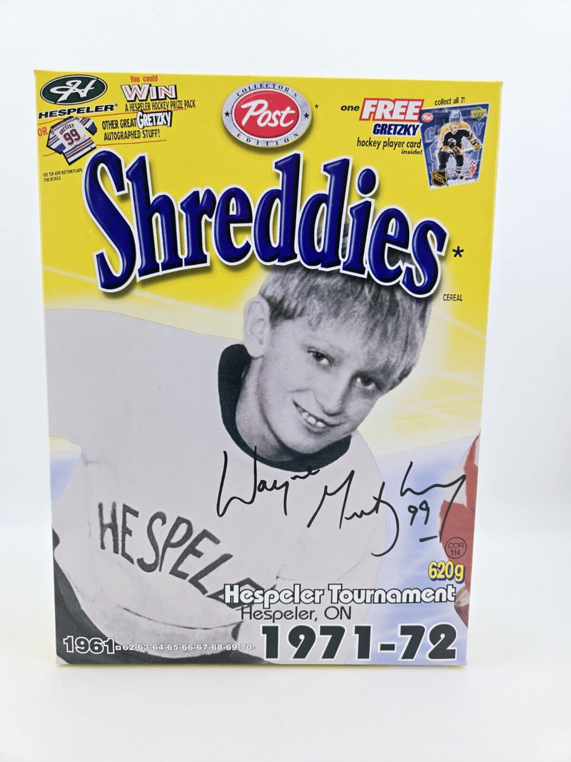 Wayne Gretzky SHREDDIES NHL Hockey Cereal Box Hespeler Tournament