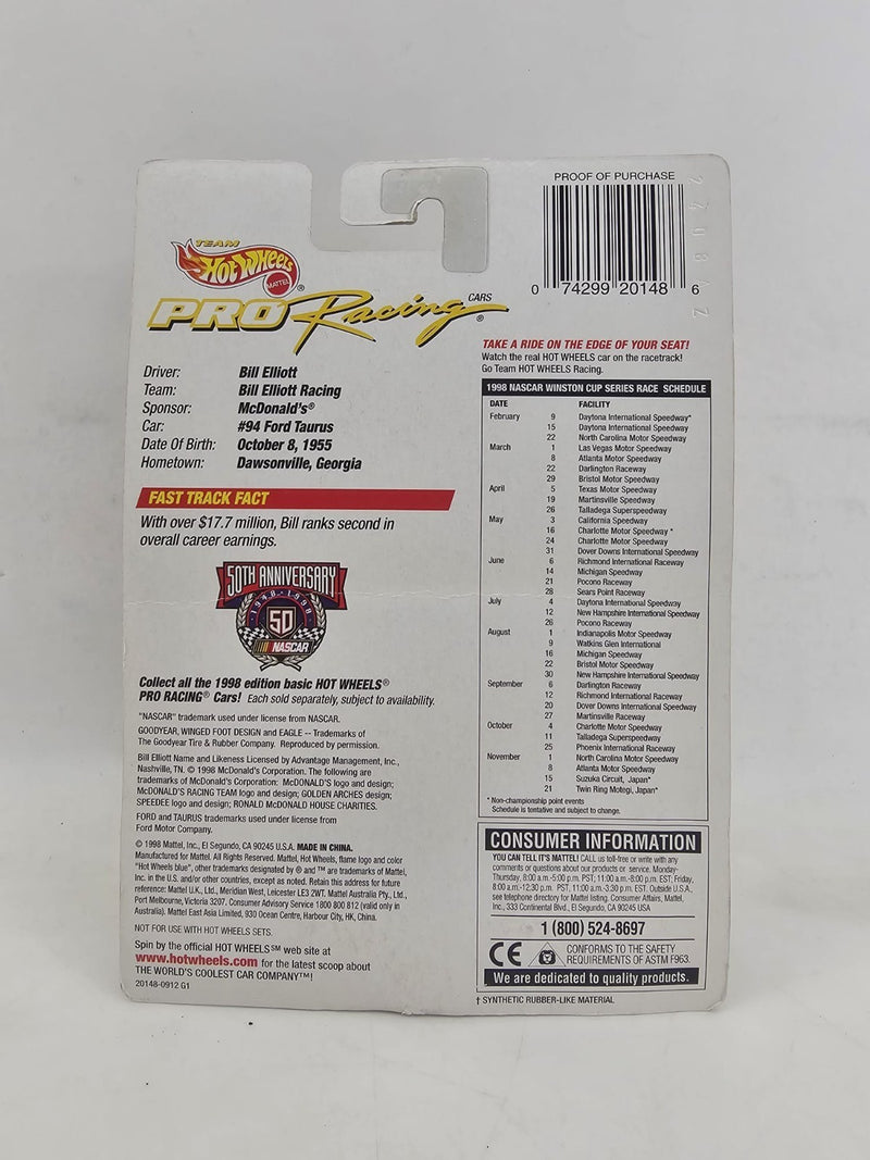 1998 Team Hot Wheels Pro Racing Collector Preview Edition Bill Elliot #94 NASCAR