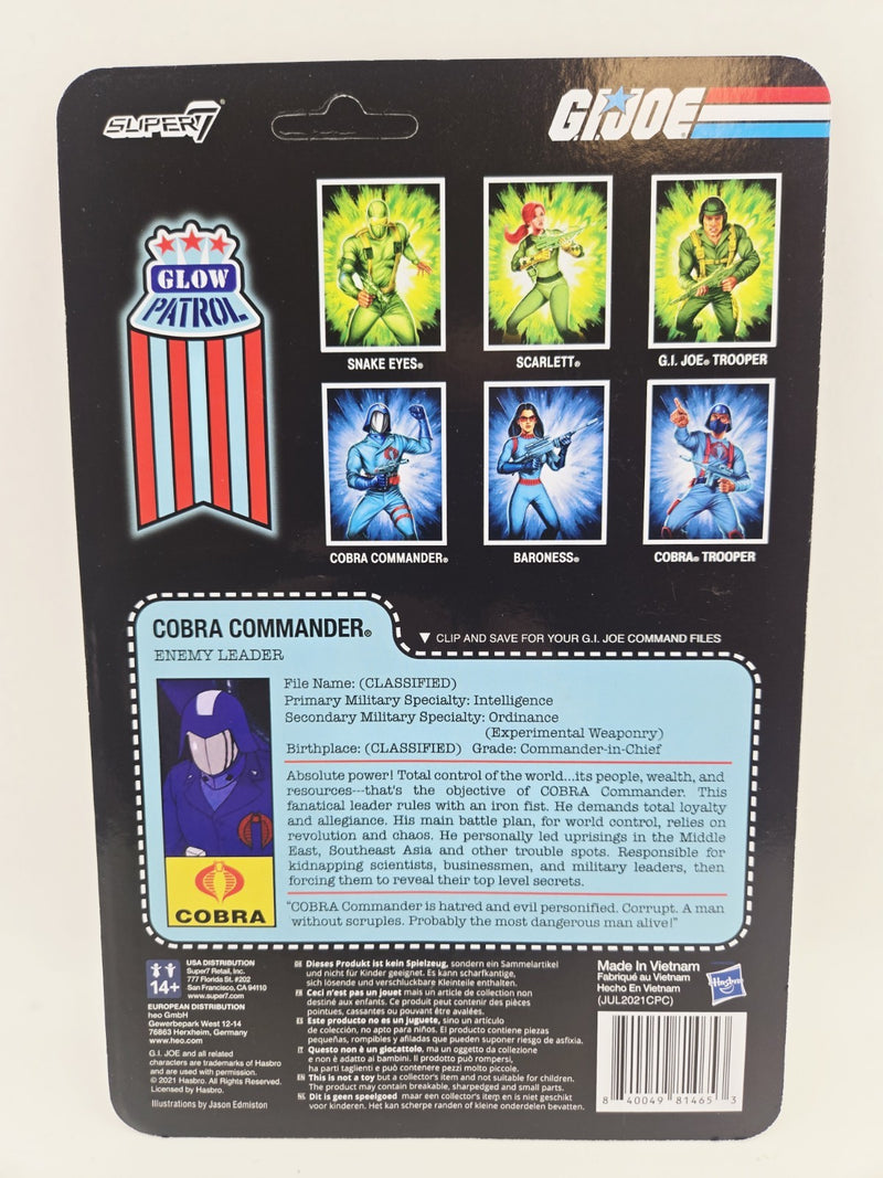 G.I. Joe Cobra Commander Glow Patrol Glow-in-the-Dark ReAction 3.75” Figure