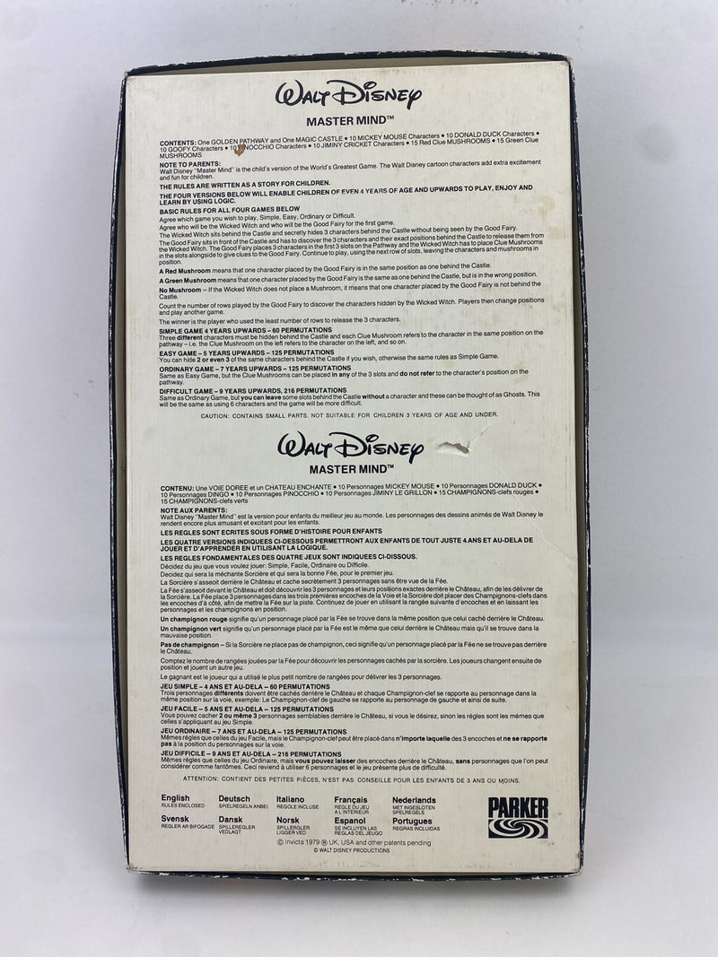 Vintage 1978 Walt Disney Master Mind Board Game 100% COMPLETE EXCELLENT Must See
