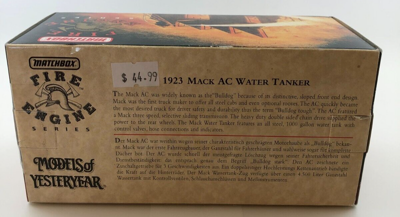 1923 Mack AC Water Tanker Matchbox Models of Yesteryear YE11 1993