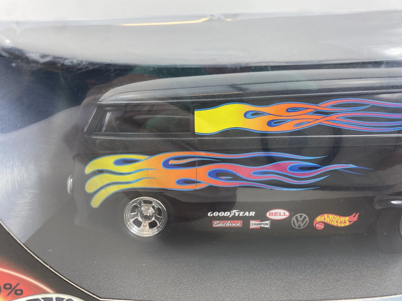100% Hot Wheels "Customized VW Drag Bus" Black w/ Flames In Box 2000 Mattel