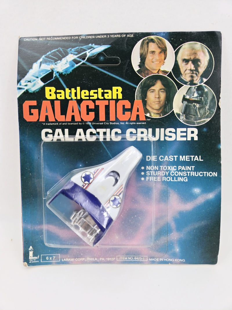1978 Battlestar Galactica Diecast Blue Galactic Cruiser Larami MOC Unpunched