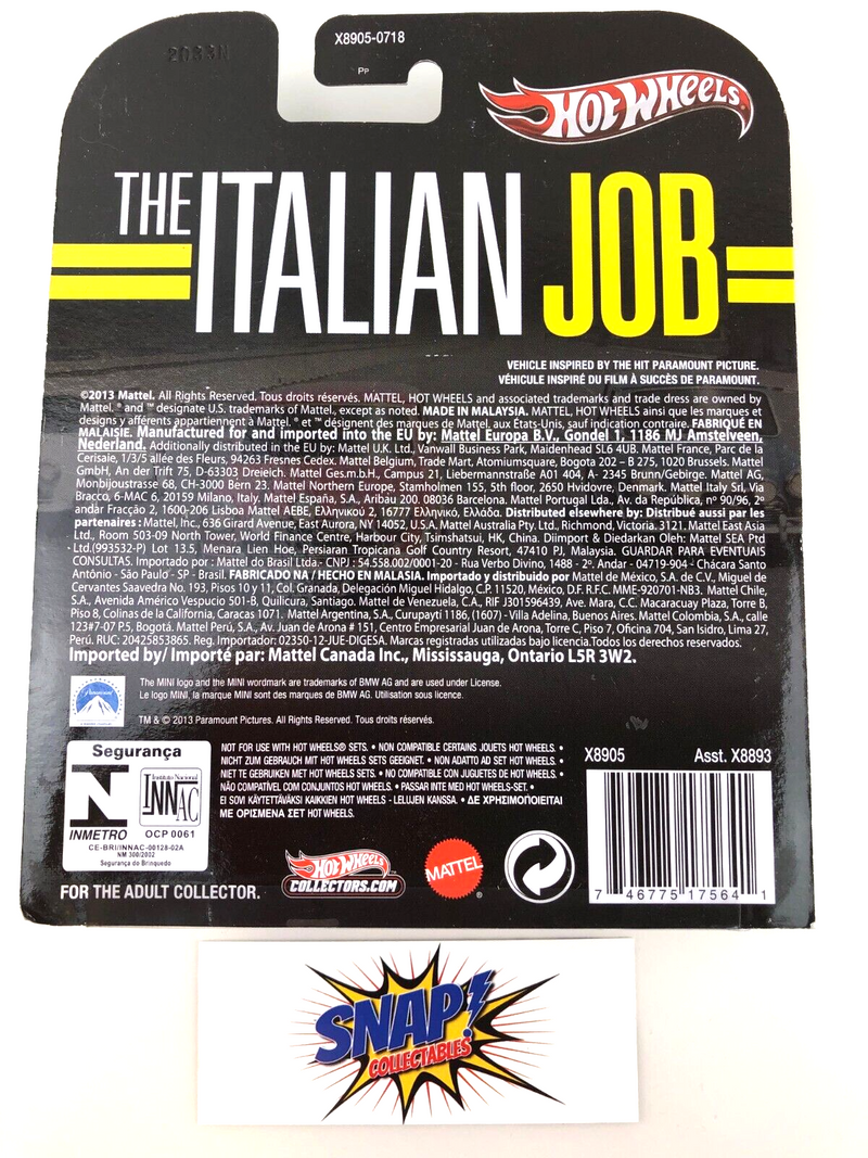 White Morris Mini The Italian Job 2013 Hot Wheels Collector Retro Collection
