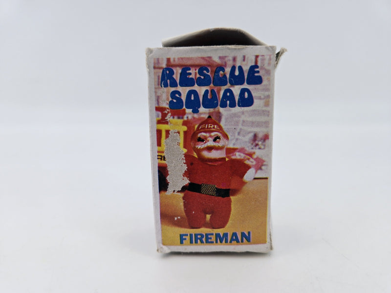 Vintage William Bean RESCUE SQUAD FIREMAN Mini Matchbox Beanie Toy Doll Box 1974