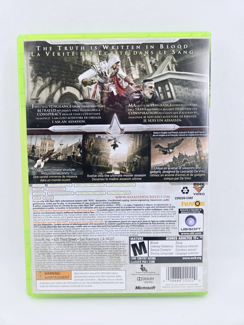Xbox 360 Cib Complete In Box Tested  Working ASSASSIN'S CREED 2 W/ Bonus Content