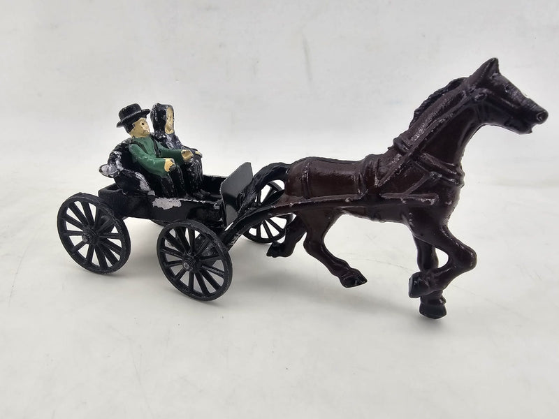 VTG Amish Lancaster Cast Iron Horse Drawn Carriage & Riders