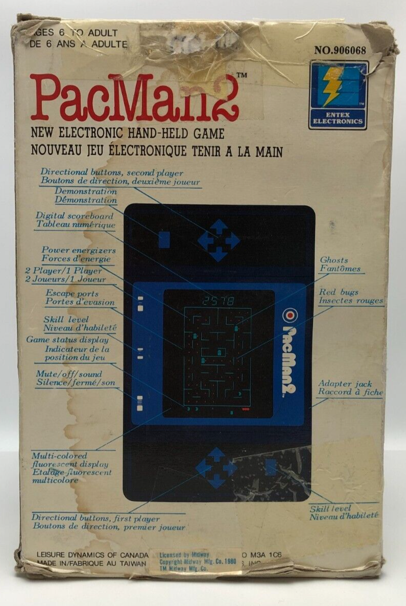 Pacman 2 Hand Held Game 1980 Entex No. 906068 Working in Open Box