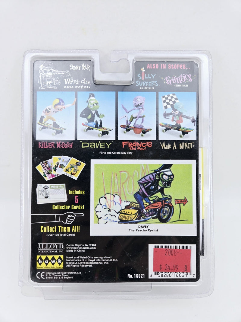 HAWK Retro Weird-Ohs Carded Figure With Skateboard + 5 Collector Cards #27 Davey