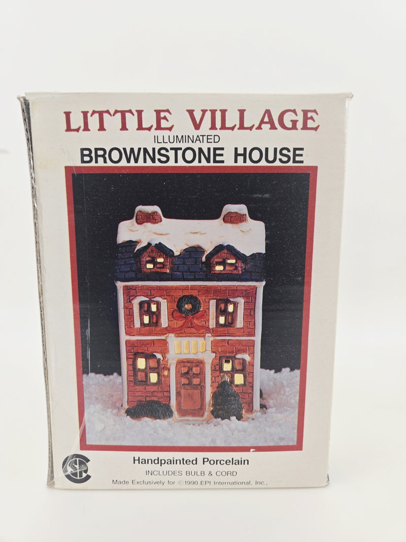 Illuminated Handpainted Porcelain Little Village Brownstone House 1990 EPI INTL