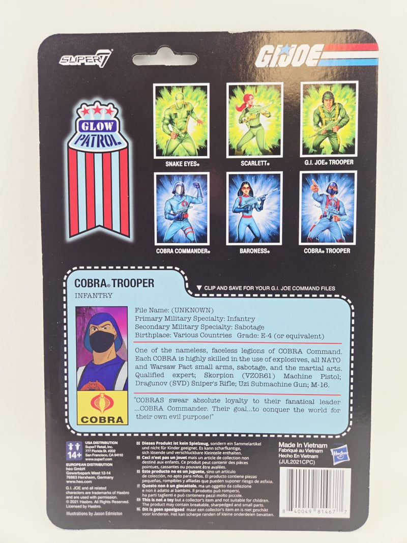 G.I. Joe Cobra Trooper Glow Patrol Glow-in-the-Dark ReAction 3.75” Action Figure