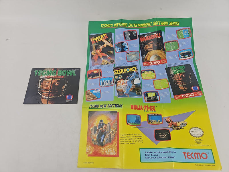 Tecmo Bowl NES Manual w/Poster Insert