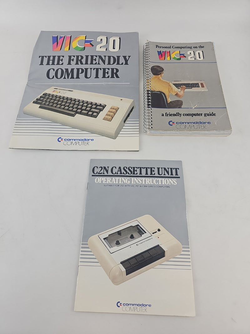 Commodore VIC-20 Personal Computer w/ Joystick, Cassette Unit, Manuals. Untested