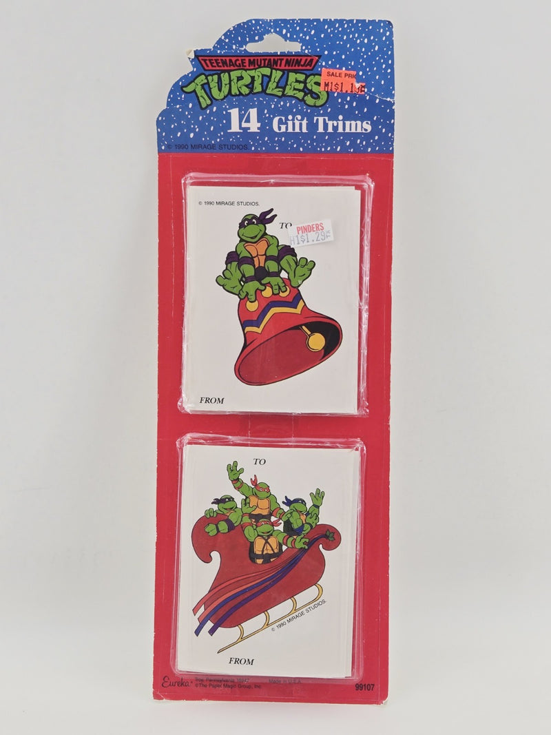 VTG TMNT Teenage Mutant Ninja Turtles Christmas Gift Trims Tags 1990 NEW NOS