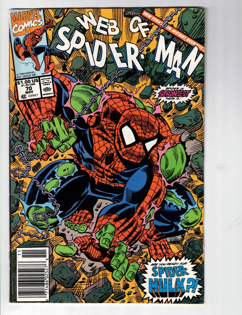 Web of Spider-Man #70 1990 Newsstand Variant 1st App of Spider-Hulk