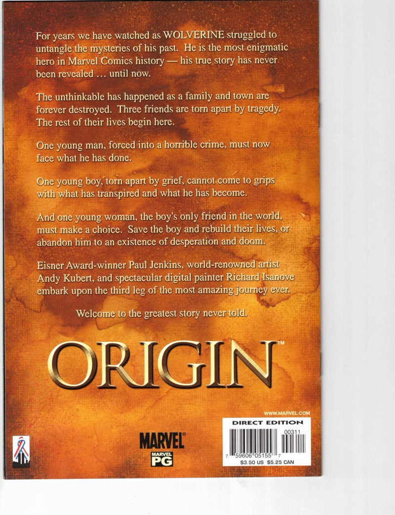 Wolverine Origin #3 The Beast Within 2001 Direct Edition