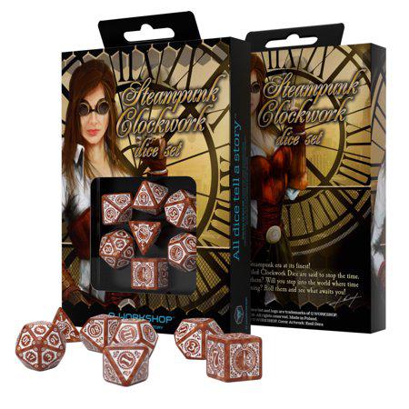 Q Workshop Steampunk Clockwork Caramel & White Dice Set (7)