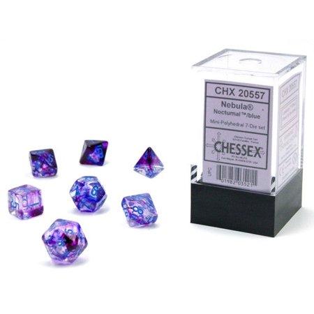 Chessex Dice Set – 10mm Nebula Nocturnal/Blue Luminary Polyhedral Dice Set – Dungeons and Dragons D&D DND TTRPG Dice – Includes 7 Dice