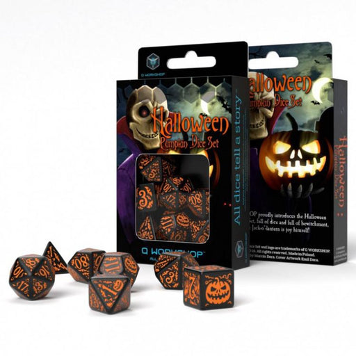 Q Workshop Halloween Pumpkin Dice Set Black & Orange