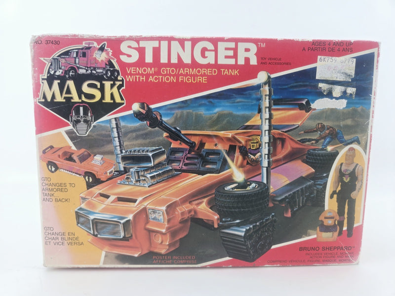 M.A.S.K. Stinger Venom  Armored Tank Bruno Sheppard Canadian  Box Kenner 1985