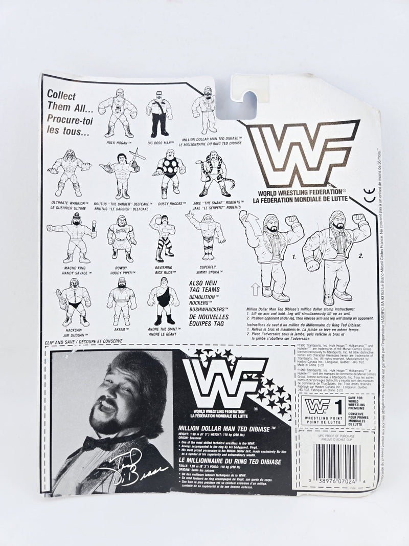 Ted Dibiase CANADIAN Card WWF Wrestling 1991 Hasbro NEW MOSC SEALED