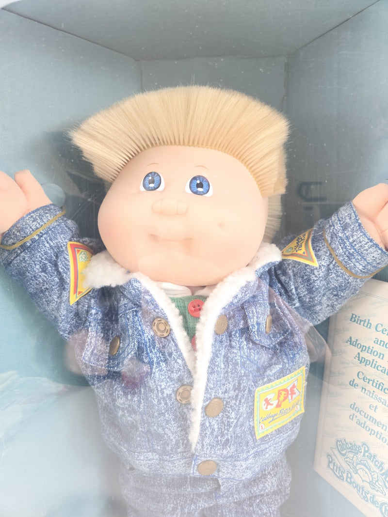 Cabbage Patch Kids 1989 1990 Designer Line Boy Blonde Mullet Hair Blue Eyes Mint