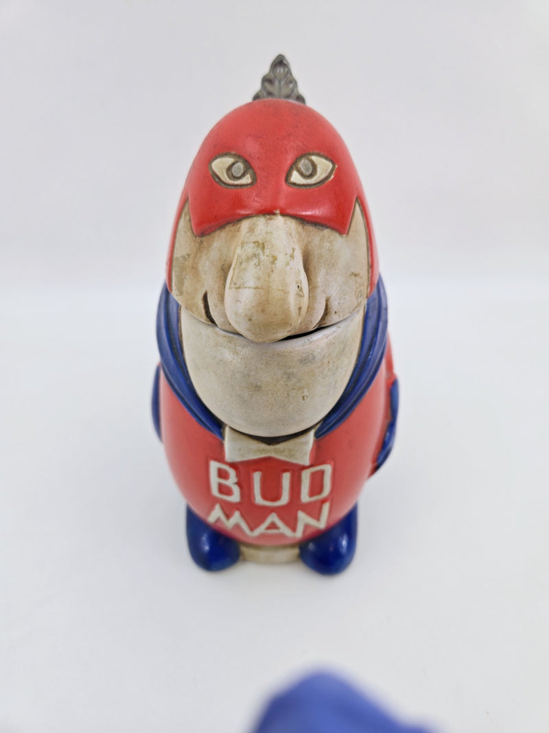1975 Budweiser Bud Man Beer Stein Vintage Ceramarte  Solid-Head / Line down back