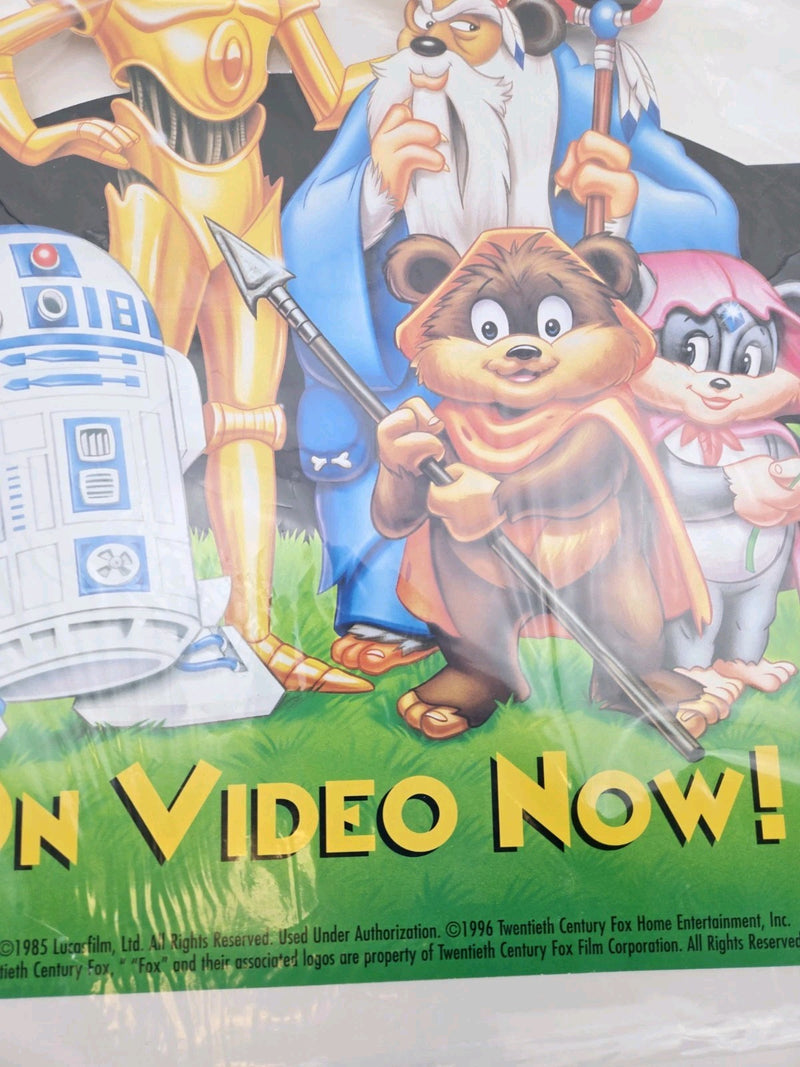 Vintage 1996 Ewoks Droids Sealed Star Wars Cartoon VHS Store Display Sign Read